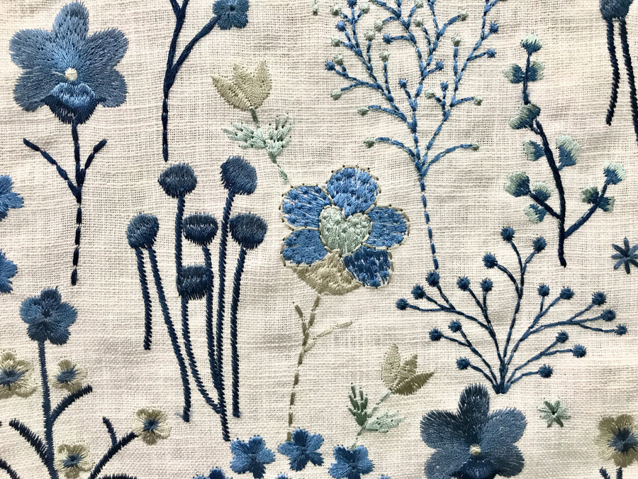 Floral Feast Porcelain Embroidered Fabric