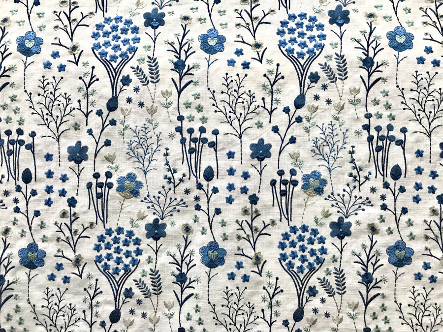 Floral Feast Porcelain Embroidered Fabric