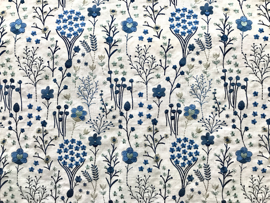 Floral Feast Porcelain Embroidered Fabric