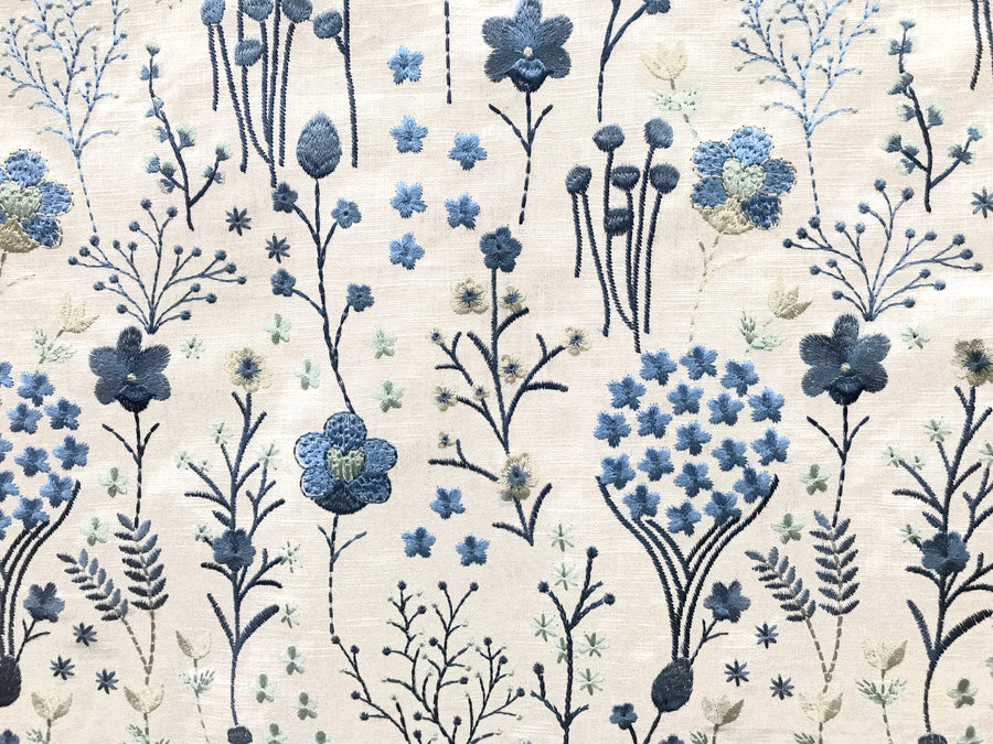 Floral Feast Porcelain Embroidered Fabric