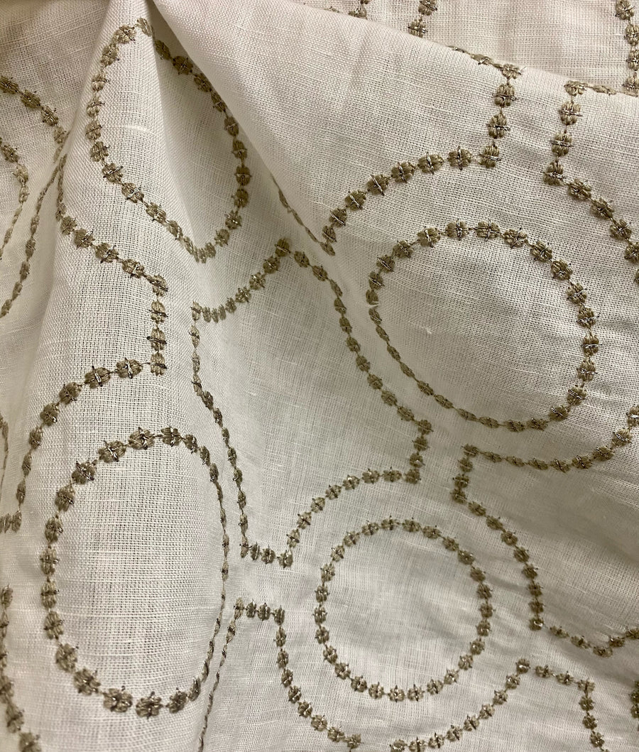 Circular White Linen Cotton Embroidery