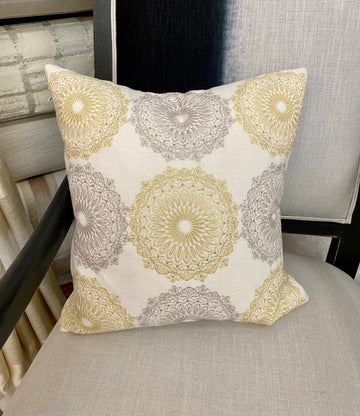 Yellow and Grey Medallion Pillow